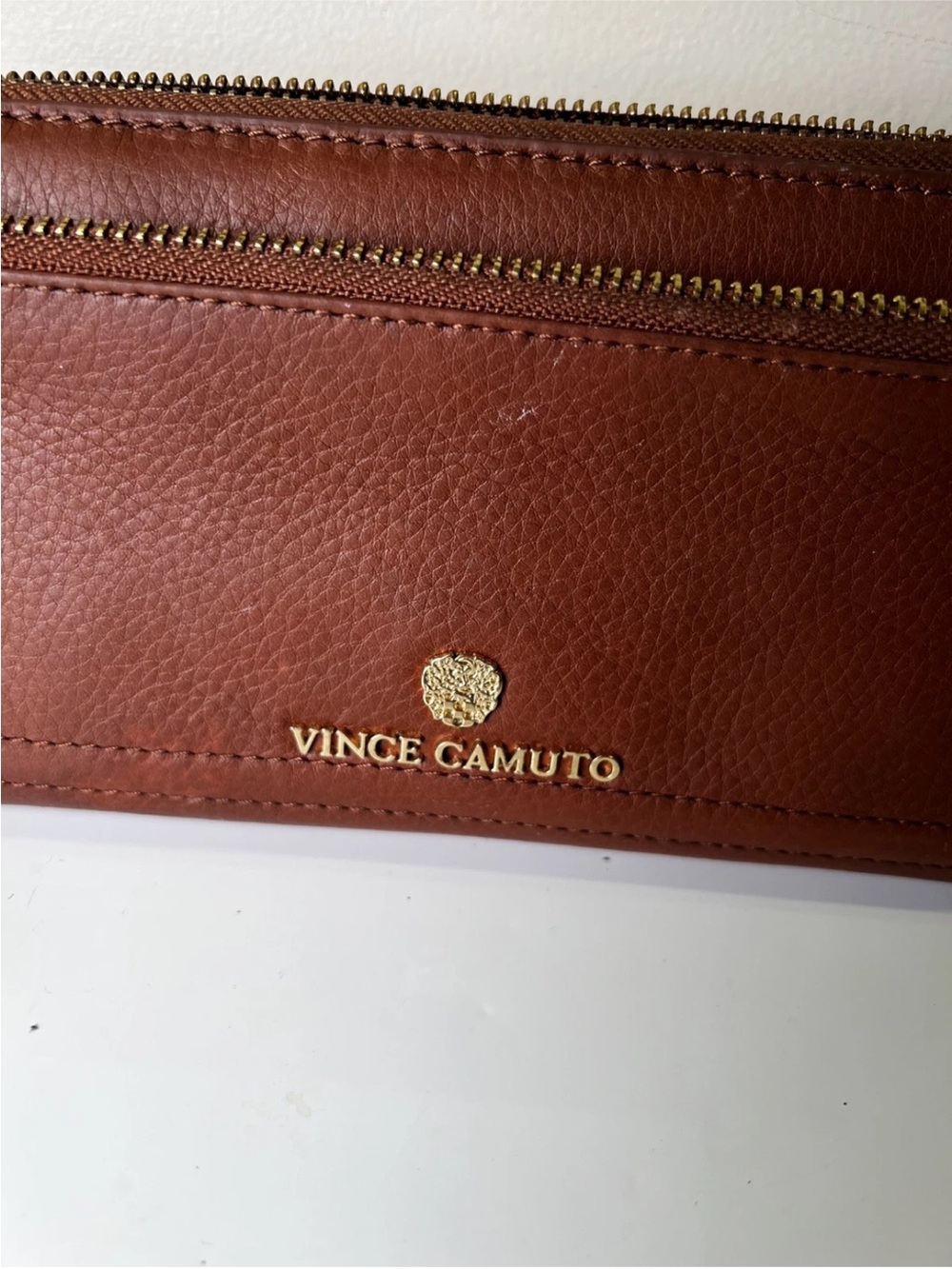 Vince Camuto Women’s Long Brown Leather Zip Wallet 8x4x1”